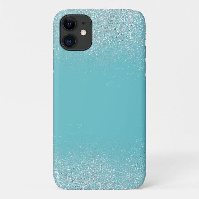 Para iPhone 11 Capa de telefone de Prata e Turquesa (Verso)