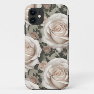 Para iPhone 11 Capa de telefone de Rosa Branca Vintage
