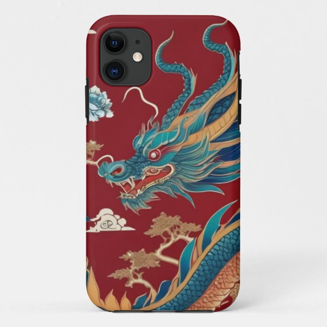 Para iPhone 11 Capa de Telefone Dragão Chinoiserie (Verso)