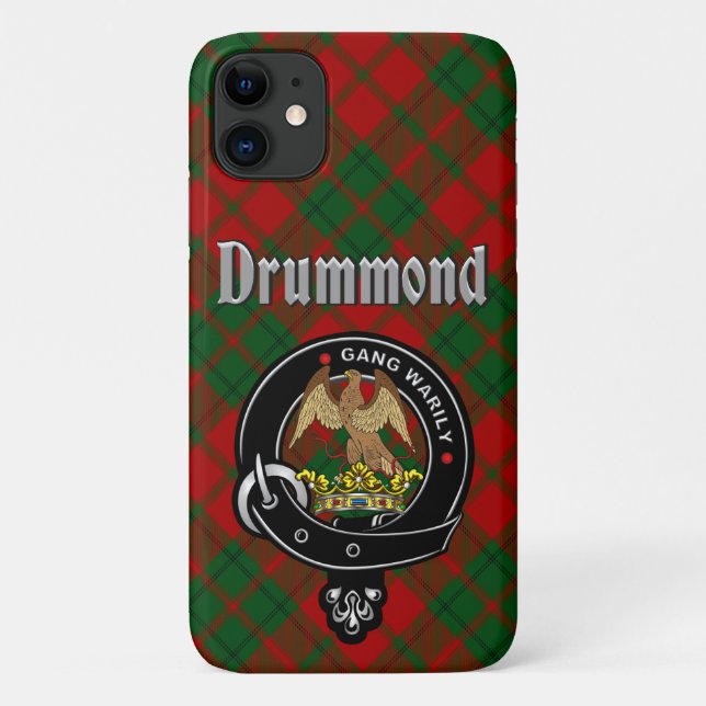 Para iPhone 11 Capa de Telefone Drummond Clan Badge & Tartan (Verso)