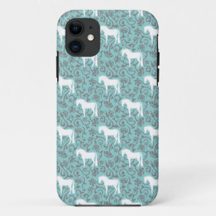 Para iPhone 11 Capa de telefone equestre do motivo da flor