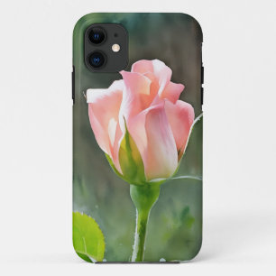 Para iPhone 11 Capa de telefone Floral Flor Cor-de-rosa-claro