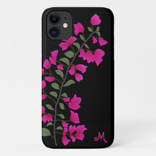 Para iPhone 11 Capa de telefone Fuchsia Pink Bougainvillea Monogr