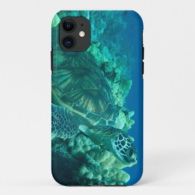 Para iPhone 11 Capa de telefone havaiana da tartaruga de mar (Verso)