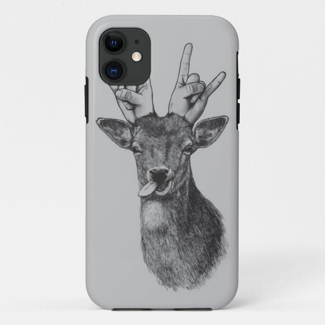 Para iPhone 11 Capa de telefone Ilustrada Deer Punk (Verso)