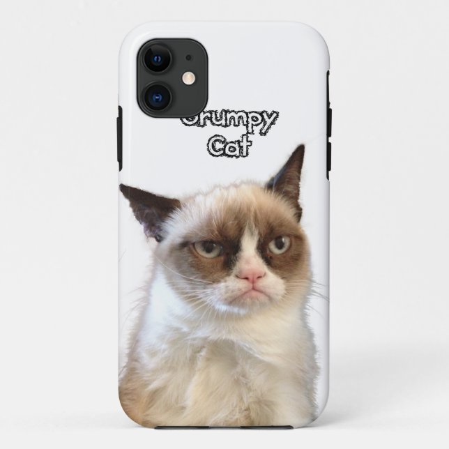 Para iPhone 11 Capa de telefone mal-humorada do gato (Verso)