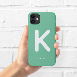 Para iPhone 11 Capa de Telefone Monograma Verde Esmeralda