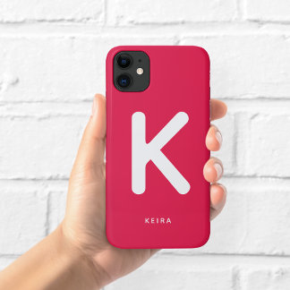 Para iPhone 11 Capa de telefone monograma vermelho cereja