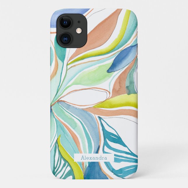Para iPhone 11 Capa de telefone personalizada com aquarela botâni (Verso)