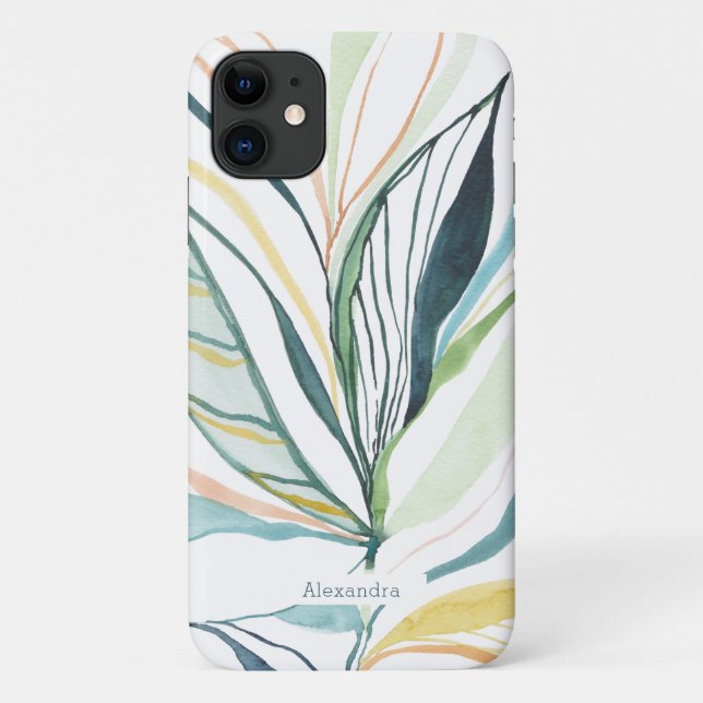 Para iPhone 11 Capa de telefone personalizada com aquarela botâni (Verso)