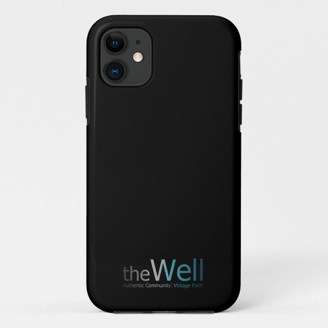 Para iPhone 11 capa de telefone preta com o logotipo de poço (Verso)
