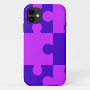 Para iPhone 11 Capa de telefone quebra-cabeça magenta