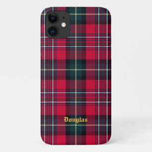 Para iPhone 11 Capa de telefone Red Tartan com Nome ou Iniciais