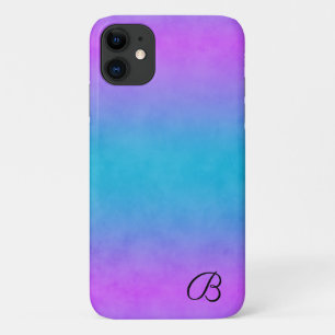 Para iPhone 11 Capa de telefone rosa e ciano personalizada