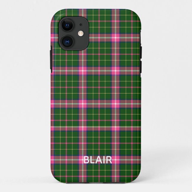 Para iPhone 11 Capa de telefone rosa e Xadrez verde (Verso)
