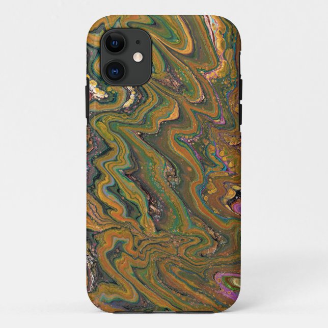 Para iPhone 11 Capa de telefone verde e Abstrato Dourada La Strad (Verso)