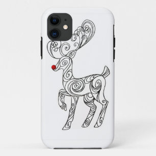 Para iPhone 11 Capa de telefone vermelha da rena do nariz de