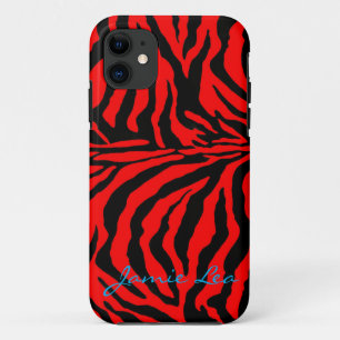 Para iPhone 11 Capa de telefone vermelha e preta da zebra