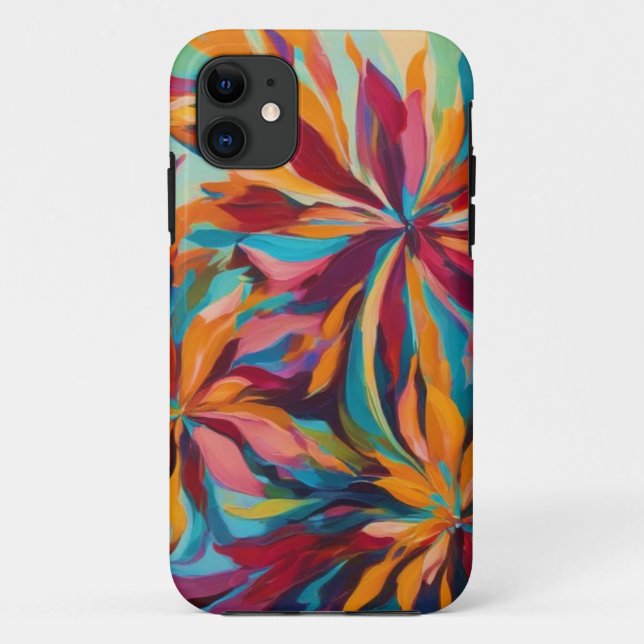 Para iPhone 11 Capa de telefone Vibrante de Flores de Abstrato (Verso)