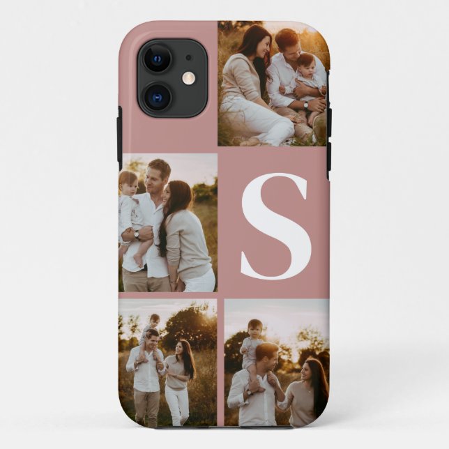 Para iPhone 11 Colagem de fotos monograma inicial preto I capa de (Verso)