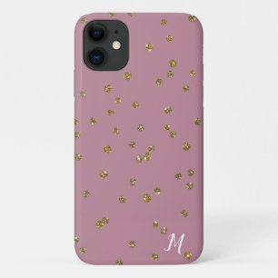 Para iPhone 11 Confetti Dourado com brilho e Capa de telefone ros