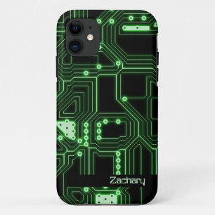 Para iPhone 11 Conselho Neon Green Circuit   Capa de telefone per