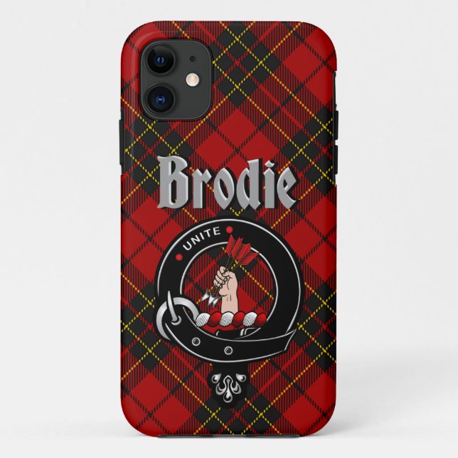 Para iPhone 11 Crachá Brodie Clan e Capa de telefone Tartan (Verso)