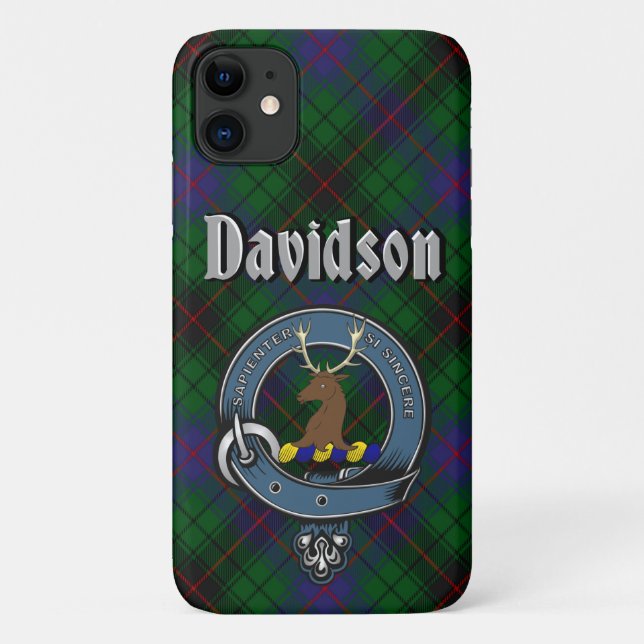 Para iPhone 11 Crachá Clan Davidson e Capa de telefone Tartan (Verso)