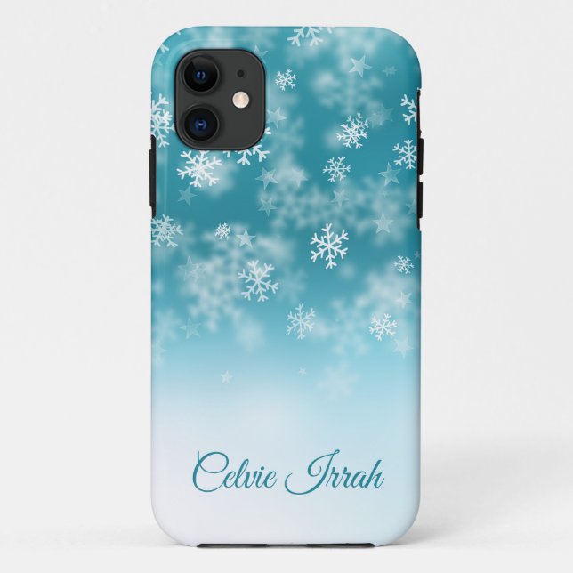 Para iPhone 11 Flocos de Neve Elegantes Personalizados | Capa iPh (Verso)