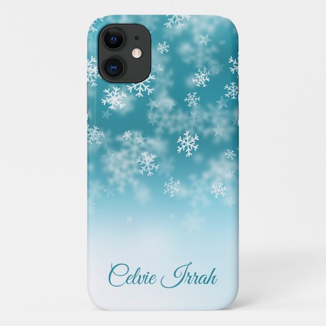 Para iPhone 11 Flocos de Neve Elegantes Personalizados | Capa iPh (Verso)