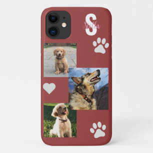 Para iPhone 11 Foto de cão Monograma Terra Cotta Pet I Capa de te