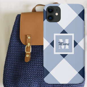 Para iPhone 11 Gingham - Capa de telefone Azul Marinho e Azul Cla
