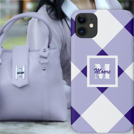 Para iPhone 11 Gingham - Capa de telefone Púrpura Escura e Pastel