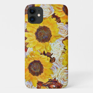 Para iPhone 11 Girassóis e Rosas Capa de telefone de Arte Flor