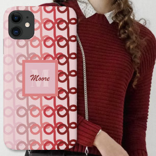 Para iPhone 11 Linhas de Loopy - Capa de telefone de madeira verm