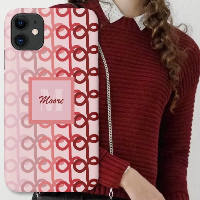 Para iPhone 11 Linhas de Loopy - Capa de telefone de Mão Vermelha (Loopy Lines - Red to Pink Ombre Phone Case by Leapfroglisics Shop)
