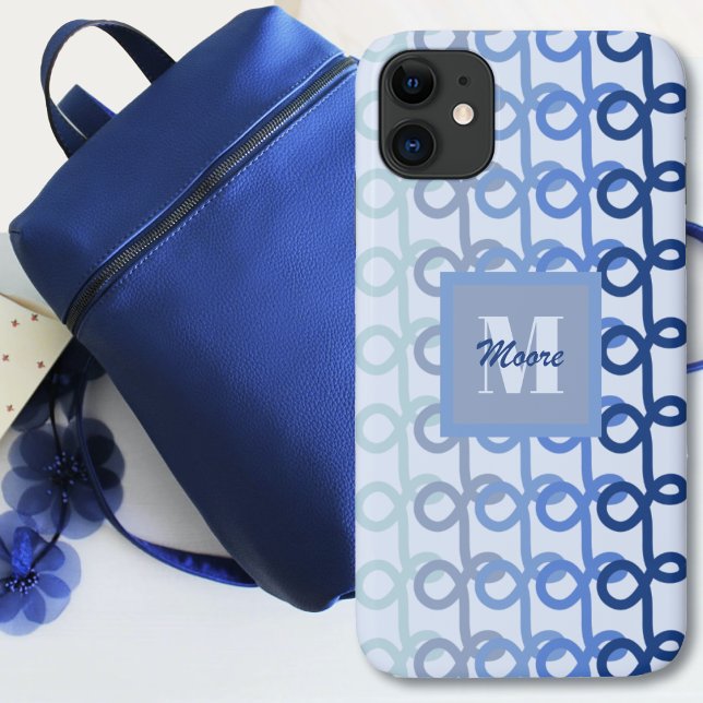 Para iPhone 11 Linhas de Loopy - Capa de telefone de Ombro Azul (Loopy Lines - Blue Ombre Phone Case by Leapfroglisics Shop)