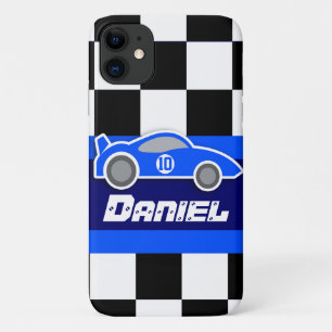 Para iPhone 11 miúdos nomeados capa de ipod azul dos autosports