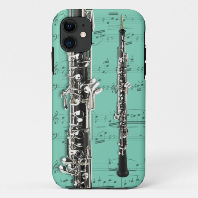 Para iPhone 11 Oboe & capa de telefone da partitura. Cor da (Verso)