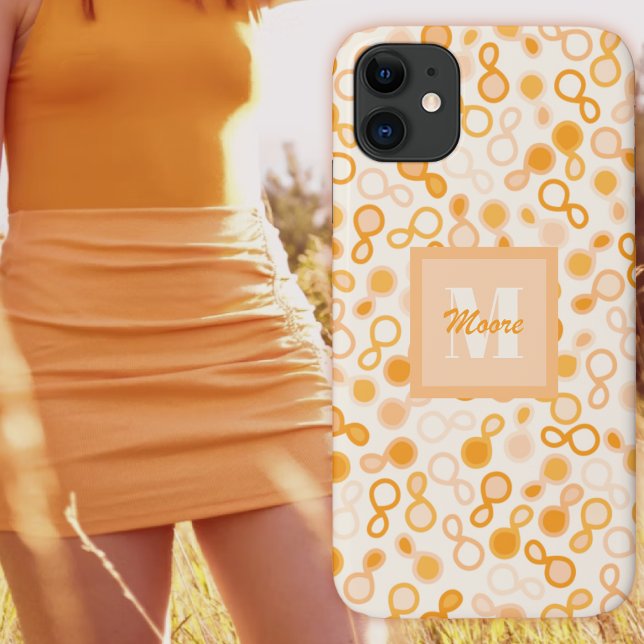 Para iPhone 11 Paisley Híbrido - Capa de telefone de Mão Laranja (Tightly Scattered Modern Paisley – Orange Ombre)