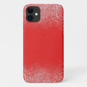 Para iPhone 11 Pó de Prata e Capa de telefone Vermelha