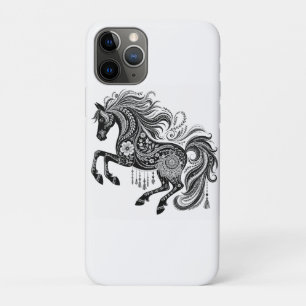 Para iPhone 11 Pro Capa de telefone com arte de cavalo mandala boho p