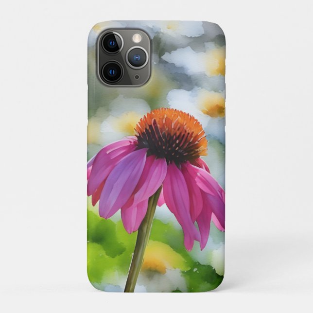 Para iPhone 11 Pro Capa de telefone de Arte de Flor Selvagem Rosa (Verso)