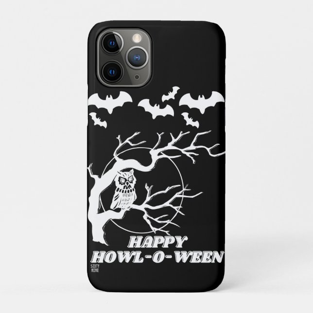 Para iPhone 11 Pro capa de telefone engraçada "FELIZ HOWL-O-WEEN" (Verso)