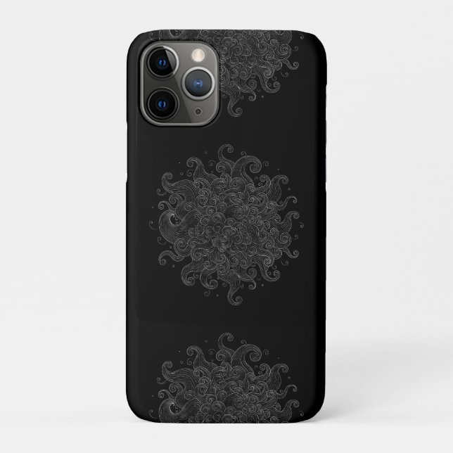 Para iPhone 11 Pro Capa de telefone sem costura com ondas abstratas e (Verso)