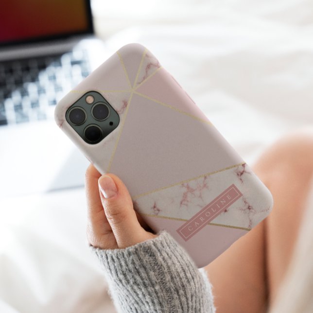 Para iPhone 11 Pro Dourada Capa de telefone Marble Modern Rosy (Criador carregado)