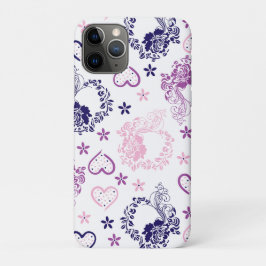 Para iPhone 11 Pro Elegante capa de iPad com coroa de rosa azul-marin