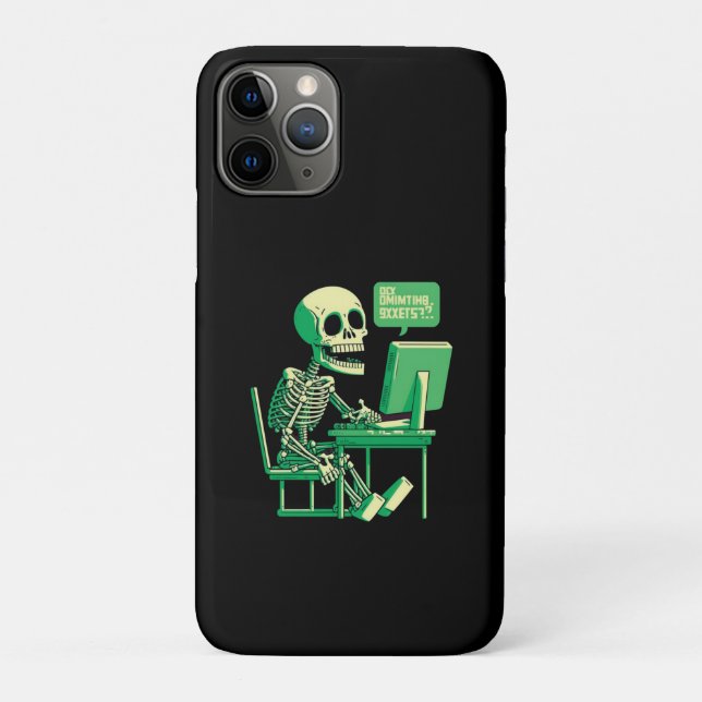 Para iPhone 11 Pro Esqueleto do programador na capa de telefone de er (Verso)