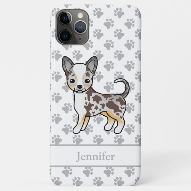 Para iPhone 11 Pro Max Cachorro Chihuahua de Capa Lisa Cor Chocolate Merl (Verso)