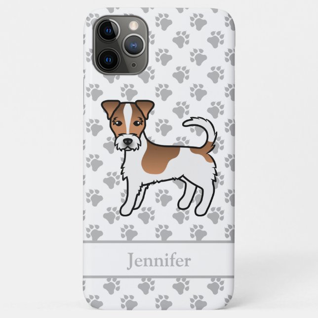 Para iPhone 11 Pro Max Cão Jack Russell Terrier de Capa Marrom Áspera & N (Verso)